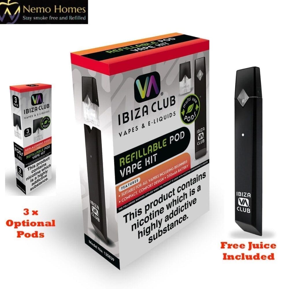 Buy Refillable Pod Vape Kit | Ibiza Club - Free UK Next Day Delivery (no minimum spend)