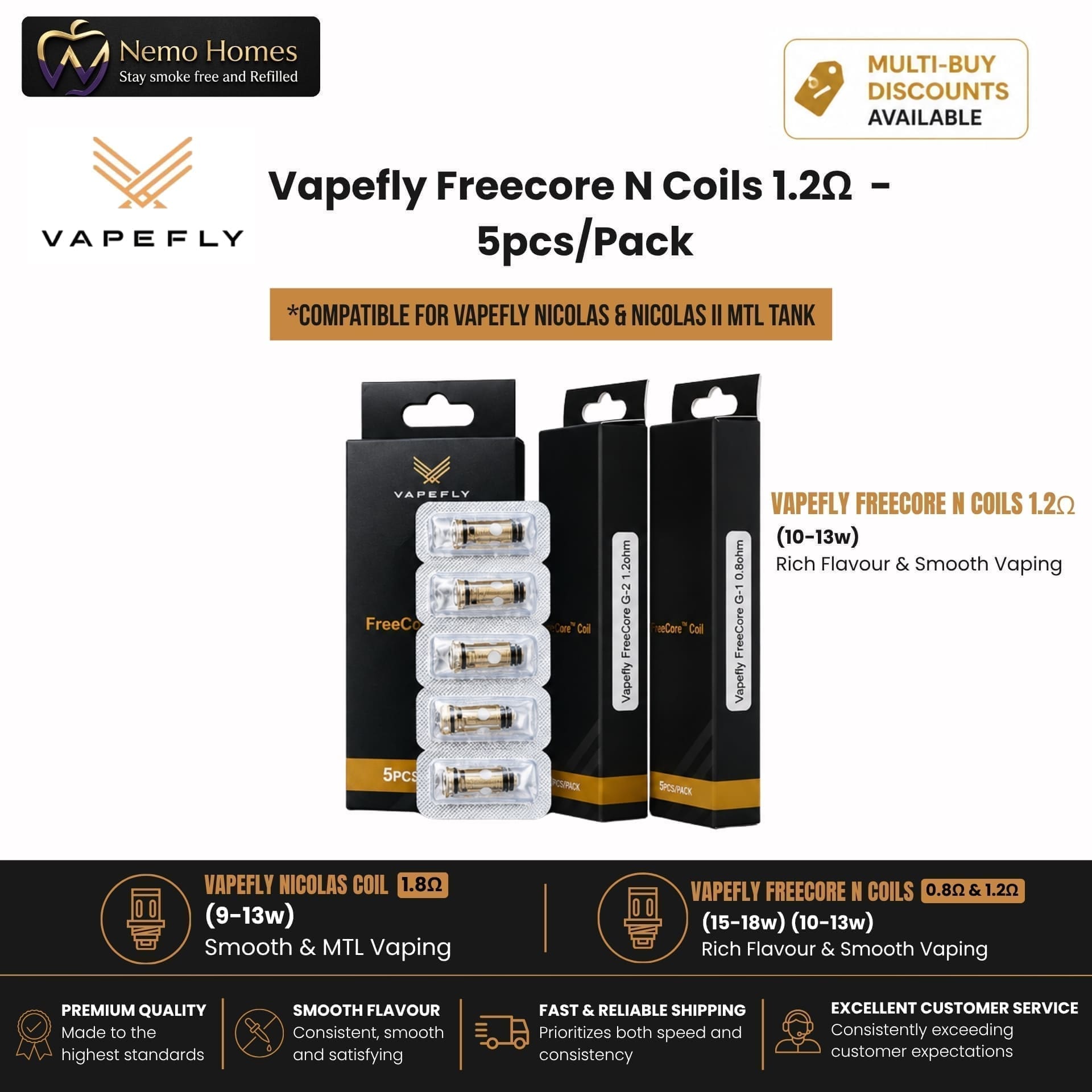 Buy Vapefly Nicolas Fatboy Replacement Glass Tube| Opt Coils  - Free UK Next Day Delivery (no minimum spend)
