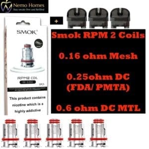 Buy Smok RPM 2 Mesh | DC | FDA Coils and RPM 1 & 2 Pods - Free UK Next Day Delivery (no minimum spend)