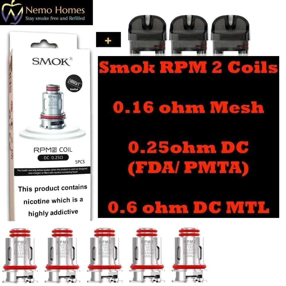 Buy Smok RPM 2 Mesh | DC | FDA Coils and RPM 1 & 2 Pods - Free UK Next Day Delivery (no minimum spend)