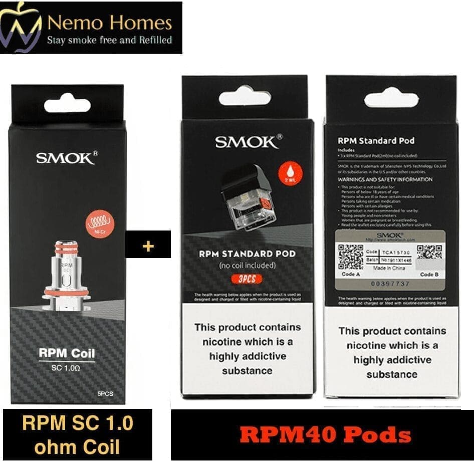 Buy Smok RPM40 Pod and Coils Disposable Pods - Free UK Next Day Delivery (no minimum spend)