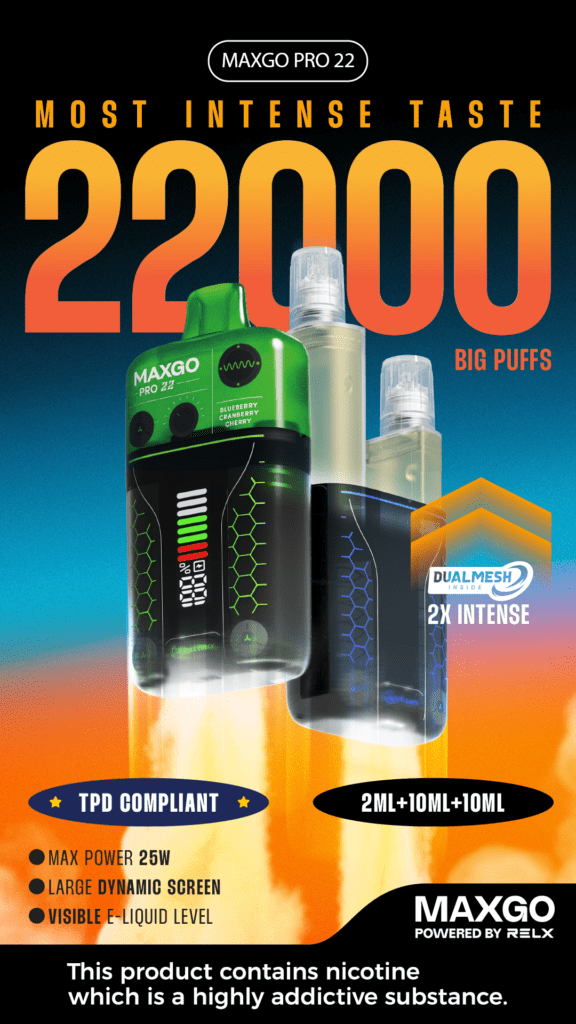 Buy RELX MAXGO Pro 22K Rechargeable Vape Kit Cotton - Free UK Next Day Delivery (no minimum spend)