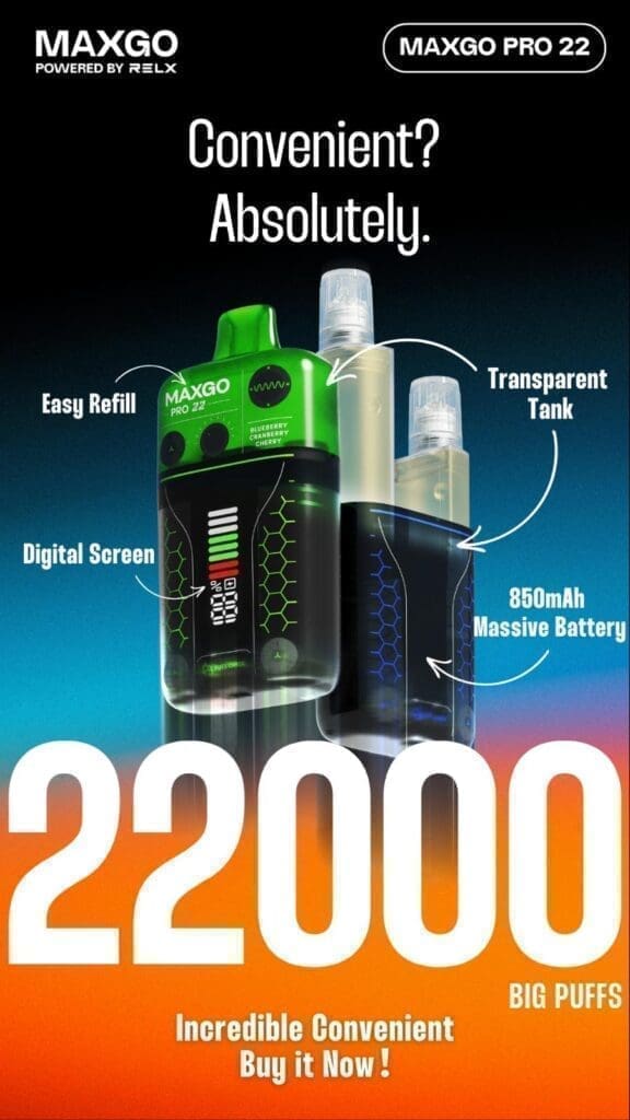 Buy RELX MAXGO Pro 22K Rechargeable Vape Kit Cotton - Free UK Next Day Delivery (no minimum spend)