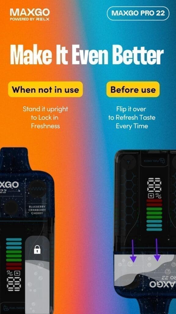 Buy RELX MAXGO Pro 22K Rechargeable Vape Kit Cotton - Free UK Next Day Delivery (no minimum spend)