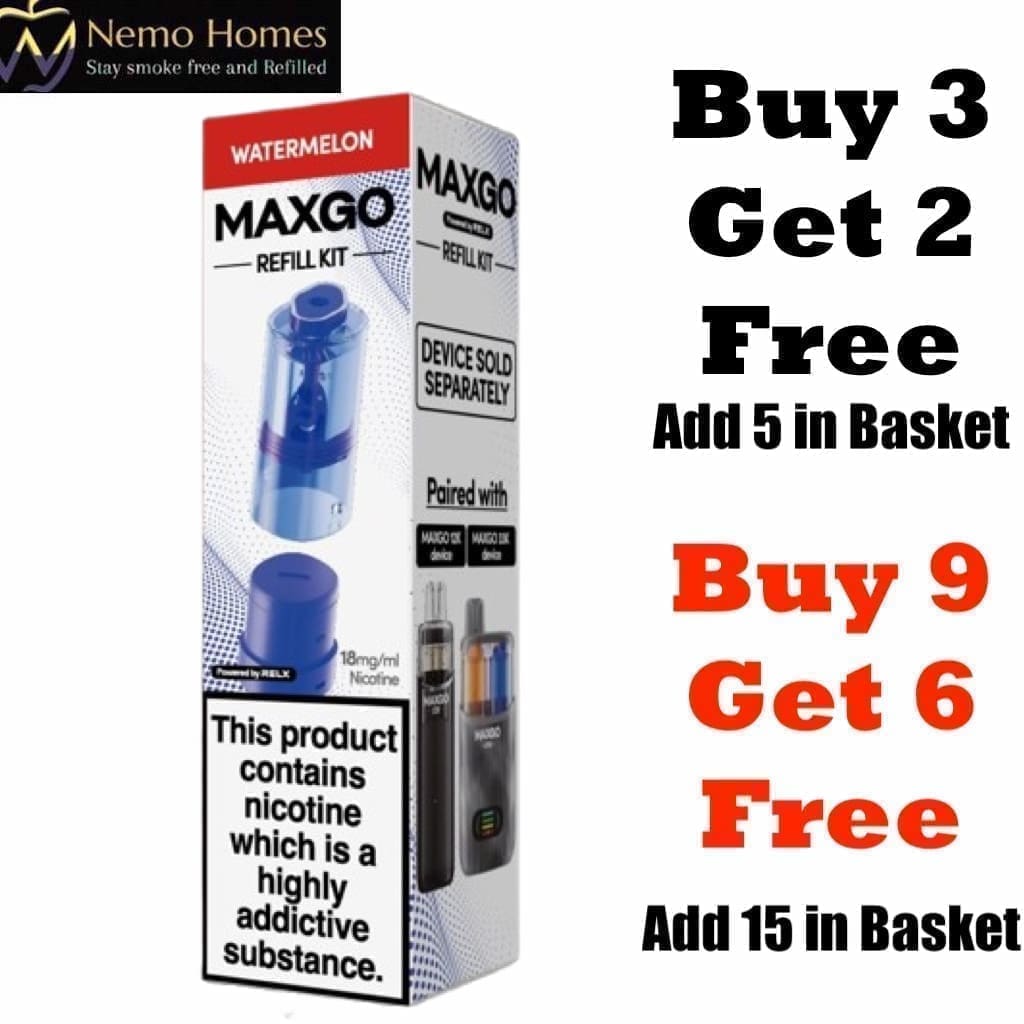Buy RELX MAXGO 33k Vape Kit and Pods - 12K Refill Watermelon - Free UK Next Day Delivery (no minimum spend)