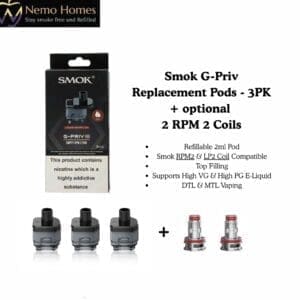 Buy SMOK G-Priv Replacement Pods - 3 PK and RPM 2 Coils - Free UK Next Day Delivery (no minimum spend)