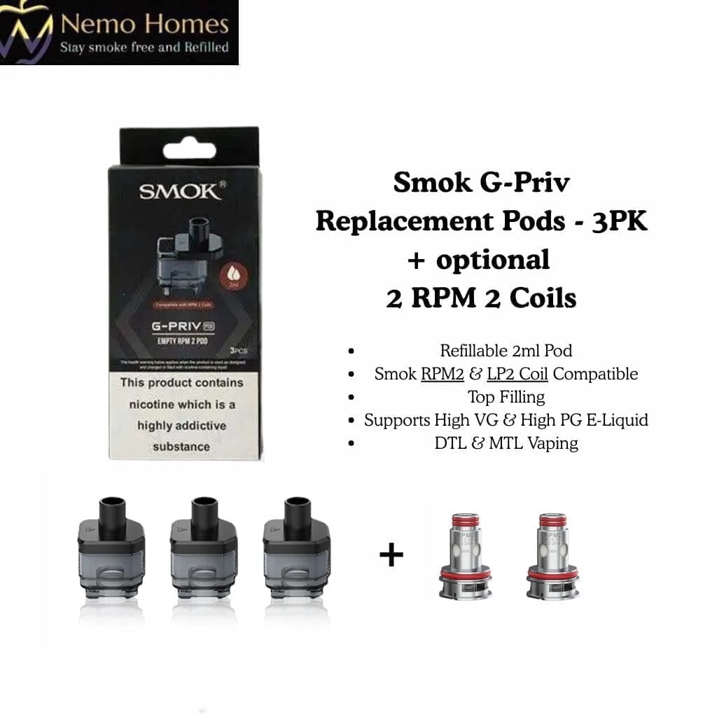 Buy SMOK G-Priv Replacement Pods - 3 PK and RPM 2 Coils - Free UK Next Day Delivery (no minimum spend)