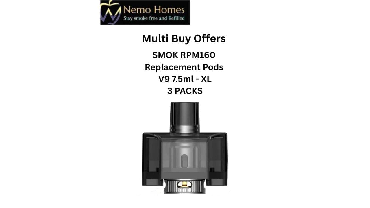 Buy Smok RPM160 Replacement Pods V9 7.5ml- XL - V9 7.5 ml - XL (3 PACKS) - Free UK Next Day Delivery (no minimum spend)