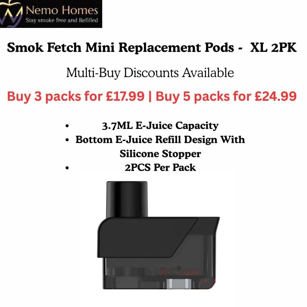 Buy SMOK Fetch Mini Replacement Pods - XL - 2PK - Free UK Next Day Delivery (no minimum spend)