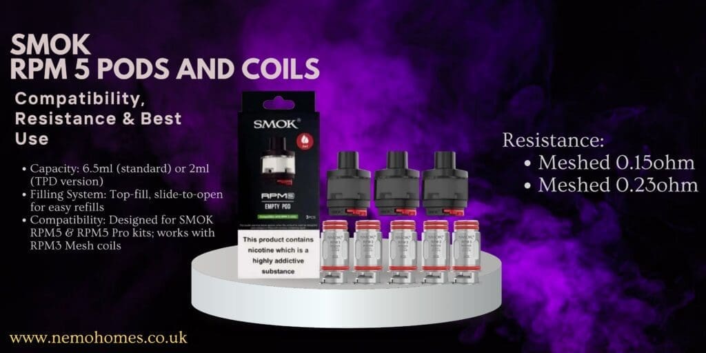 Buy SMOK RPM 5 Pods & Coils Complete Guide: Everything You Need To Know Explained 0.15 Ohm Coil - Free UK Next Day Delivery (no minimum spend)