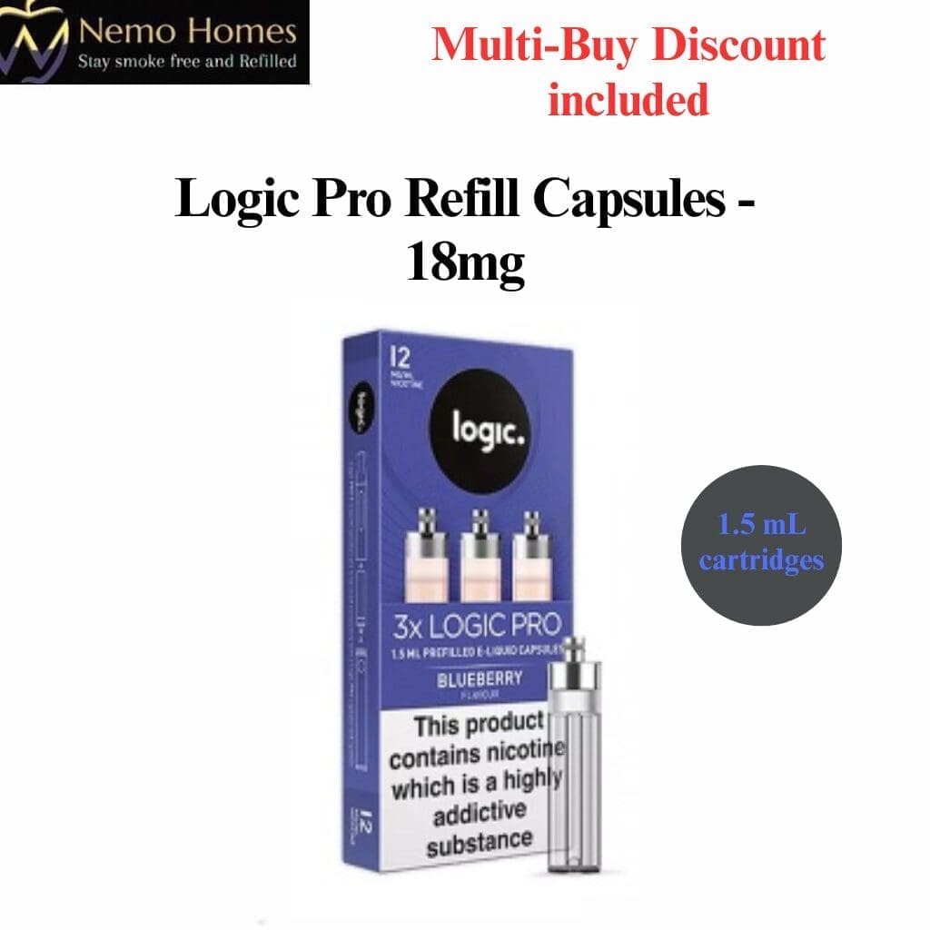 Buy Logic Pro Vape Device and Refill Capsules - Logic Pro Blueberry Refill Capsules - Free UK Next Day Delivery (no minimum spend)