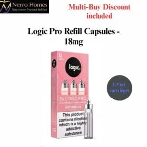 Buy Logic Pro Vape Device and Refill Capsules - Logic Pro Watermelon Refill Capsules - Free UK Next Day Delivery (no minimum spend)