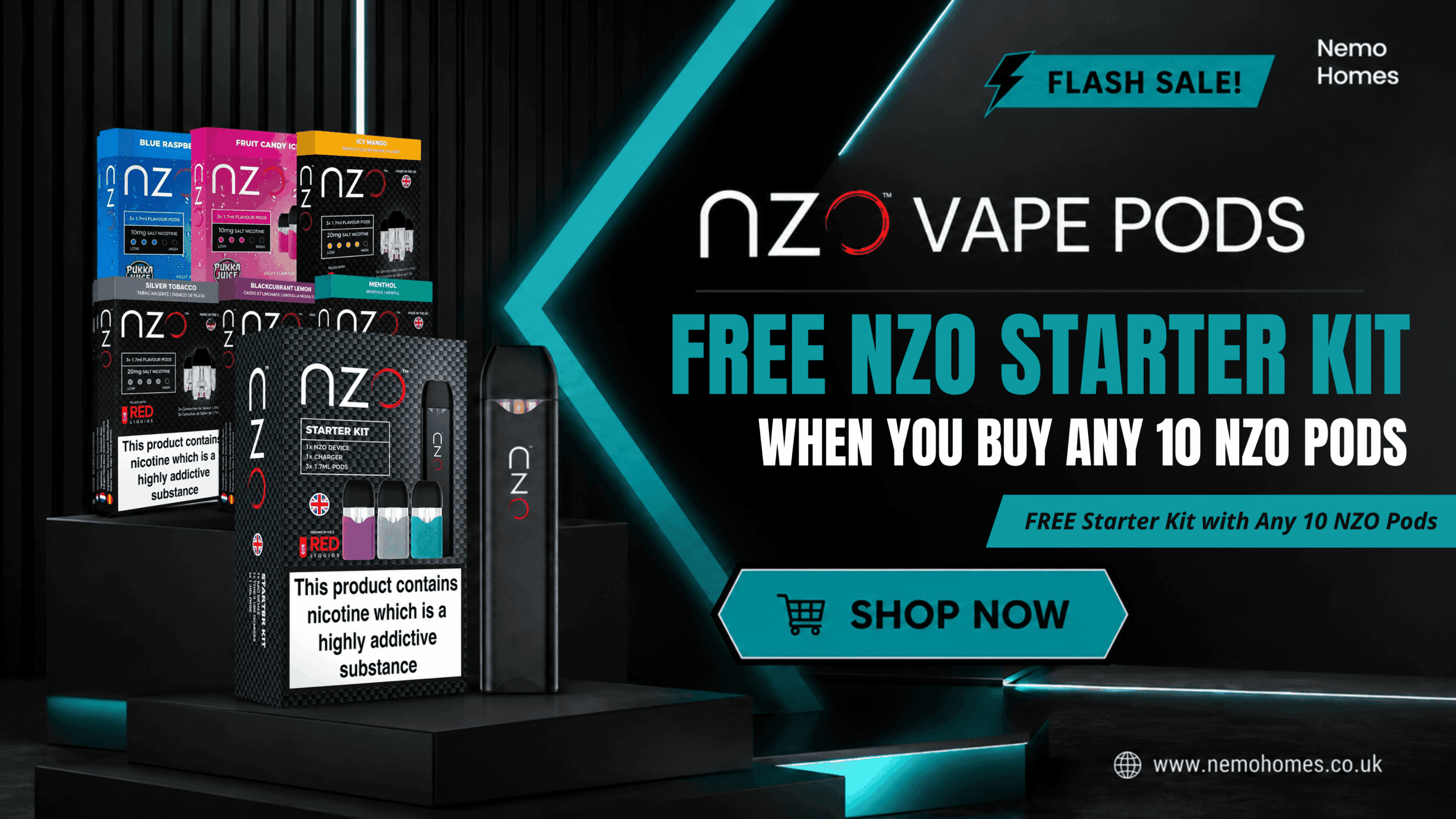 Buy 10 NZO Pods and Get a Free Starter Kit  - Free UK Next Day Delivery (no minimum spend)